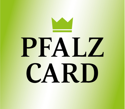 Pfalzcard Schriftzug Pfalz Card auf grünem Hintergrund
